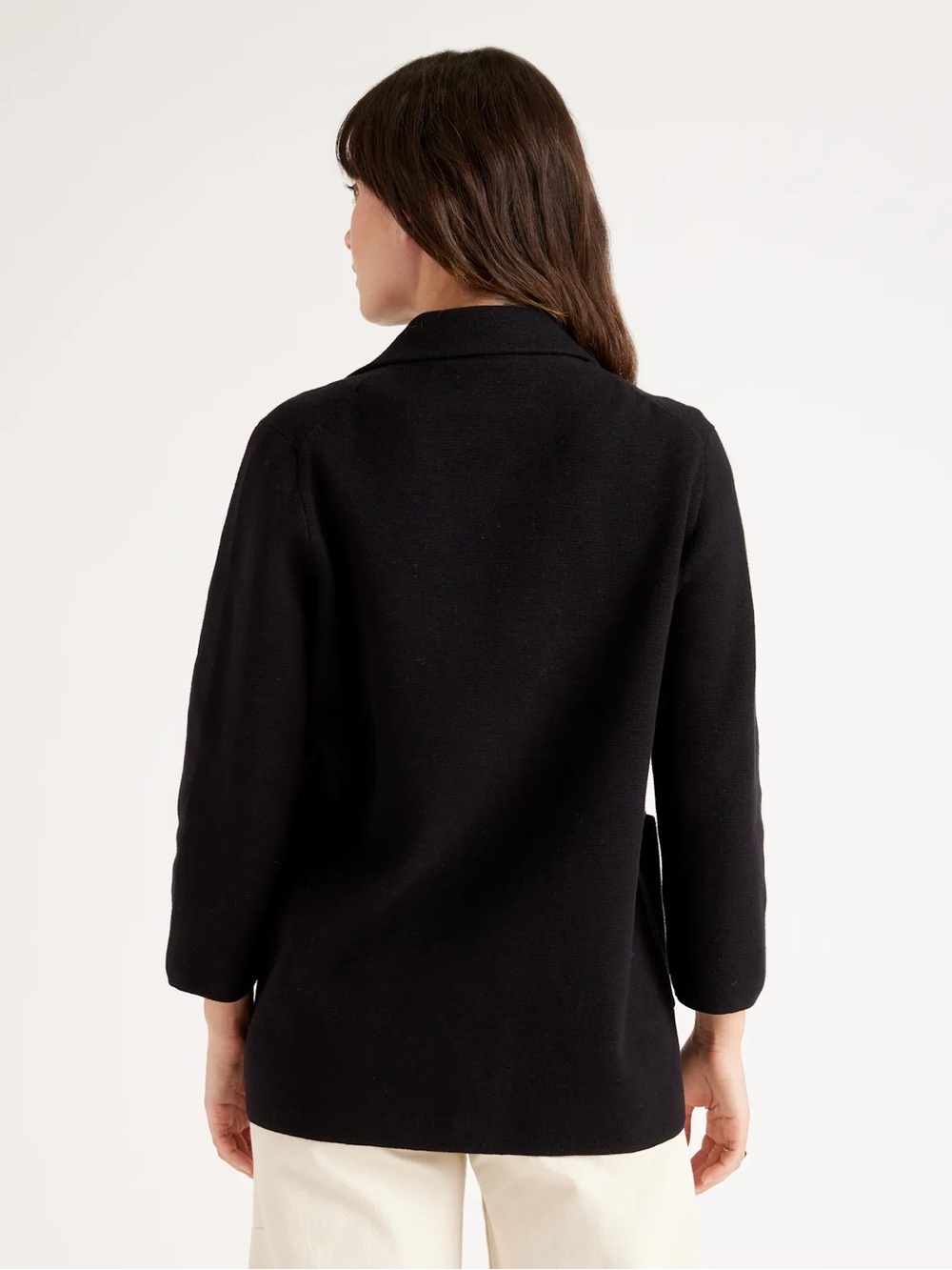 Quince 100% Organic Cotton Knit Blazer Black Size S Open Front - Picture 10 of 11